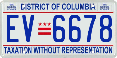 DC license plate EV6678