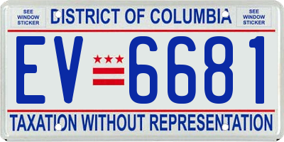 DC license plate EV6681