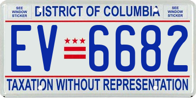 DC license plate EV6682