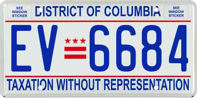DC license plate EV6684
