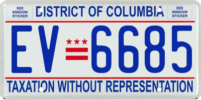 DC license plate EV6685