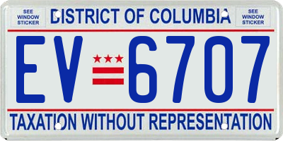 DC license plate EV6707