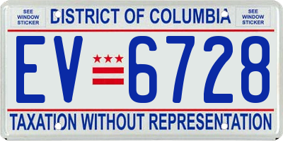 DC license plate EV6728
