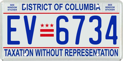 DC license plate EV6734