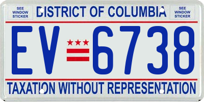 DC license plate EV6738