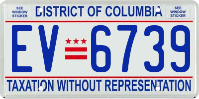 DC license plate EV6739