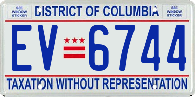 DC license plate EV6744