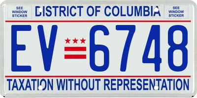 DC license plate EV6748