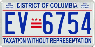 DC license plate EV6754