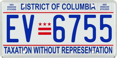 DC license plate EV6755