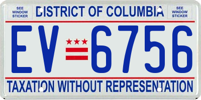 DC license plate EV6756