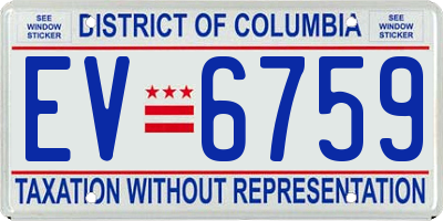 DC license plate EV6759