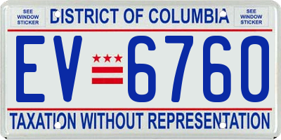 DC license plate EV6760