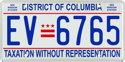 DC license plate EV6765