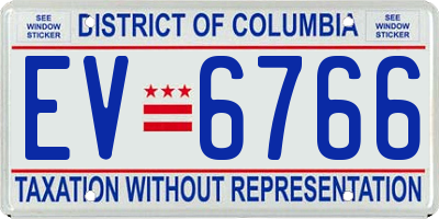 DC license plate EV6766