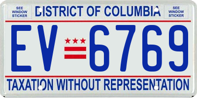 DC license plate EV6769
