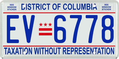 DC license plate EV6778