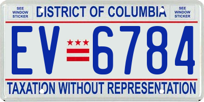 DC license plate EV6784