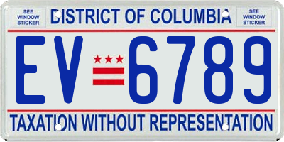 DC license plate EV6789