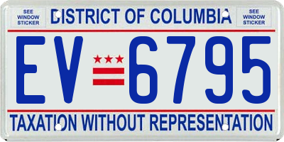 DC license plate EV6795