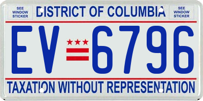 DC license plate EV6796