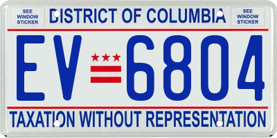 DC license plate EV6804