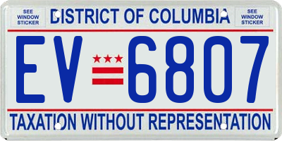 DC license plate EV6807