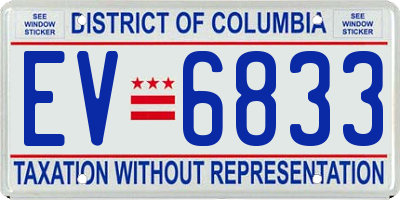 DC license plate EV6833