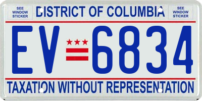 DC license plate EV6834