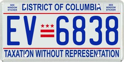 DC license plate EV6838