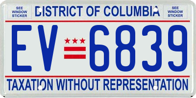 DC license plate EV6839