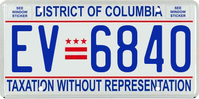DC license plate EV6840