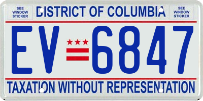 DC license plate EV6847