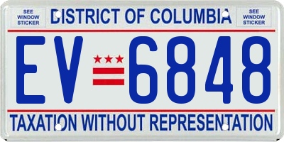 DC license plate EV6848