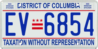 DC license plate EV6854