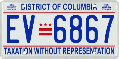 DC license plate EV6867