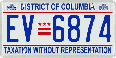 DC license plate EV6874