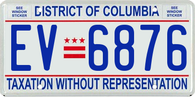 DC license plate EV6876