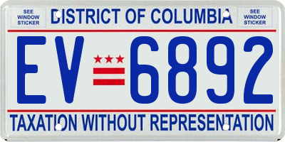 DC license plate EV6892