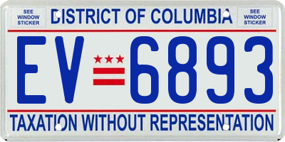 DC license plate EV6893