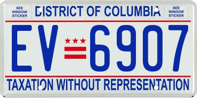 DC license plate EV6907