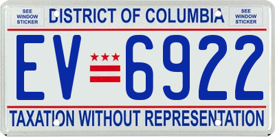 DC license plate EV6922