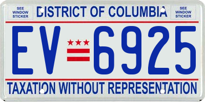 DC license plate EV6925