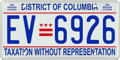 DC license plate EV6926