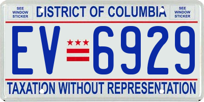 DC license plate EV6929