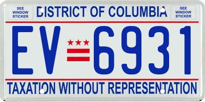 DC license plate EV6931