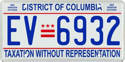 DC license plate EV6932