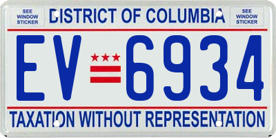 DC license plate EV6934