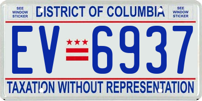DC license plate EV6937