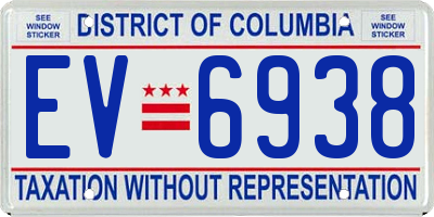 DC license plate EV6938